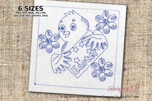 Bird Holding Easter Sign Redwork Review