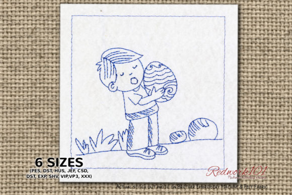 Boy Holding Easter Egg Embroidery Design Review