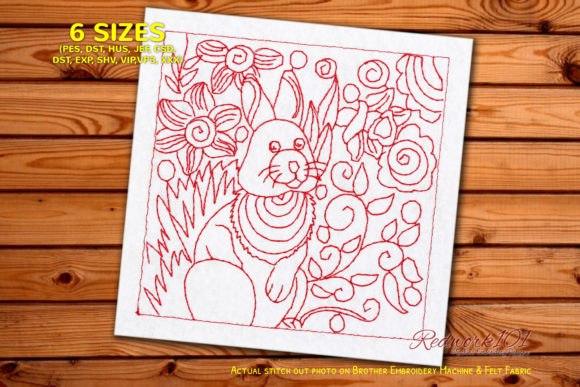 Cartoon Little Bunny Sitting Redwork Review
