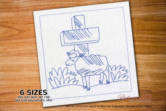 Easter Cross with Sheep Redwork Review
