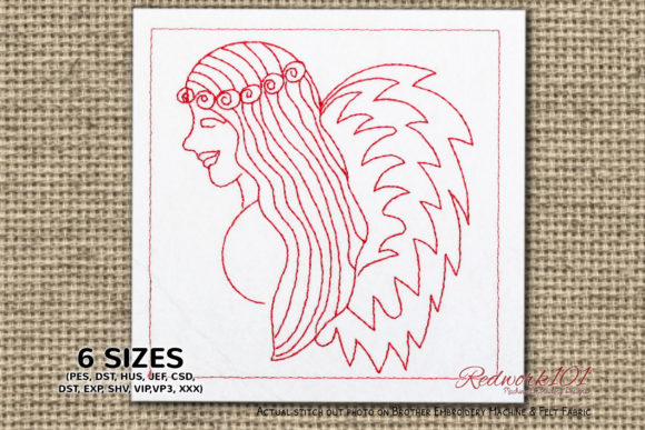 Girl with Wings Virgo Symbol Redwork Review