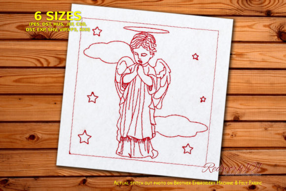Praying Child Angel Lineart Embroidery Review