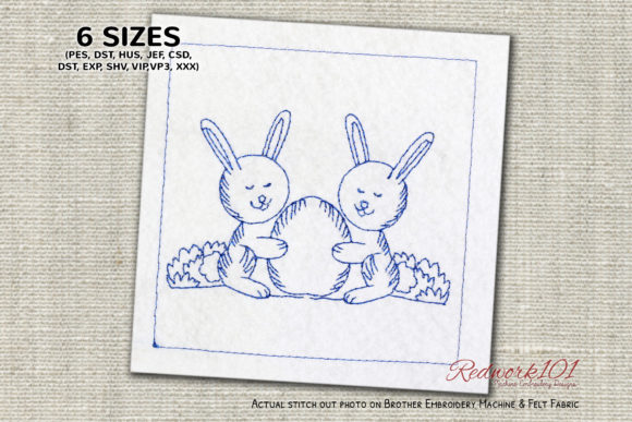 Two Bunnies with Easter Egg Redwork Review